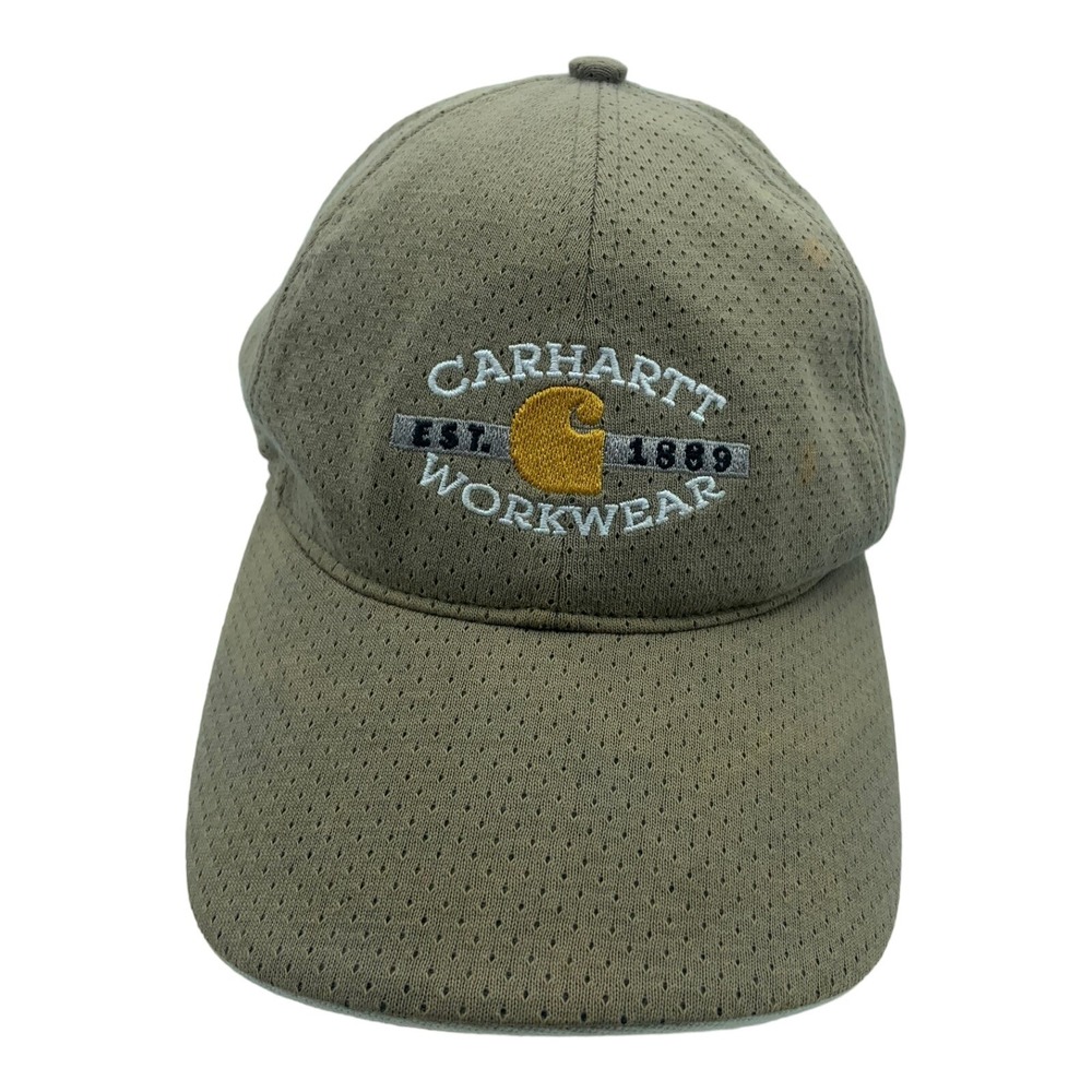 Carhartt Hat Khaki Green Cotton Workwear Breathable Adjustable Strap Dad Cap